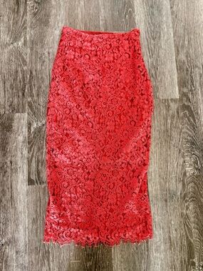 Zara Red Lace Pencil Skirt